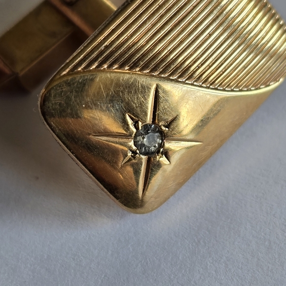 Vintage cuff links gold filled fill cufflinks star celestial clear gems - Picture 2 of 12